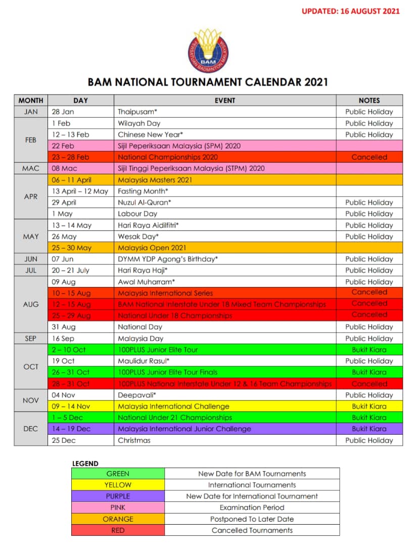 Kalendar Pertandingan BAM